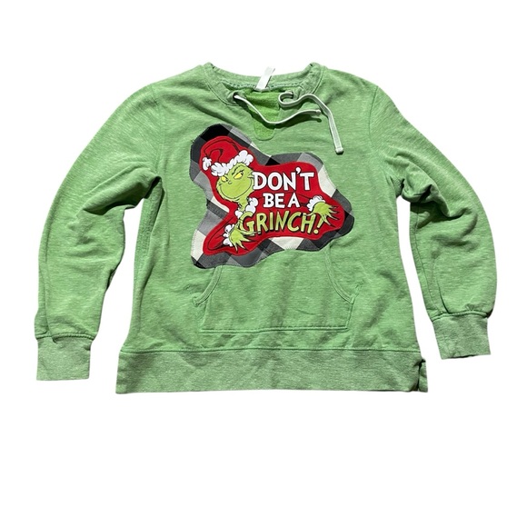 Upcycled Grinch Holiday Christmas Sweatshirt XL XXL Don’t Be A Grinch ooak - Picture 1 of 5